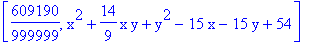 [609190/999999, x^2+14/9*x*y+y^2-15*x-15*y+54]